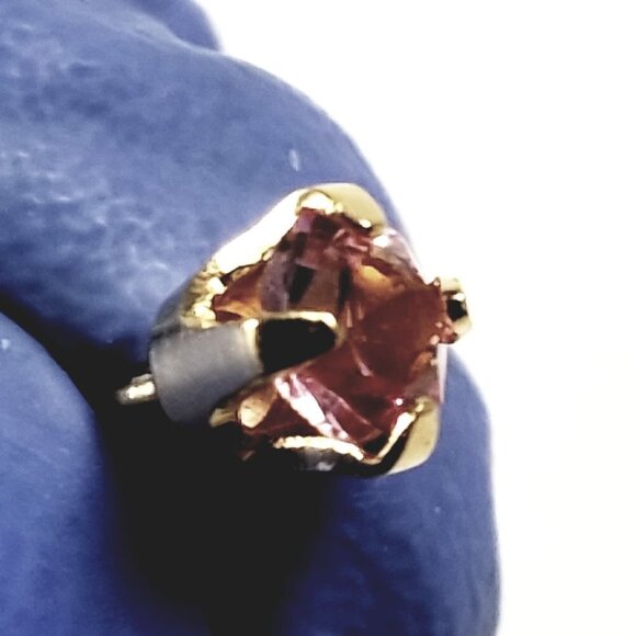 Swarovski Crystal Element - Gold Overlay Pink Stone "Tiny" Stud Earrings - Picture 9 of 12